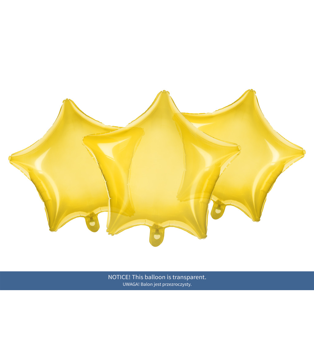 Fóliový balónek - žlutá průsvitná hvězda