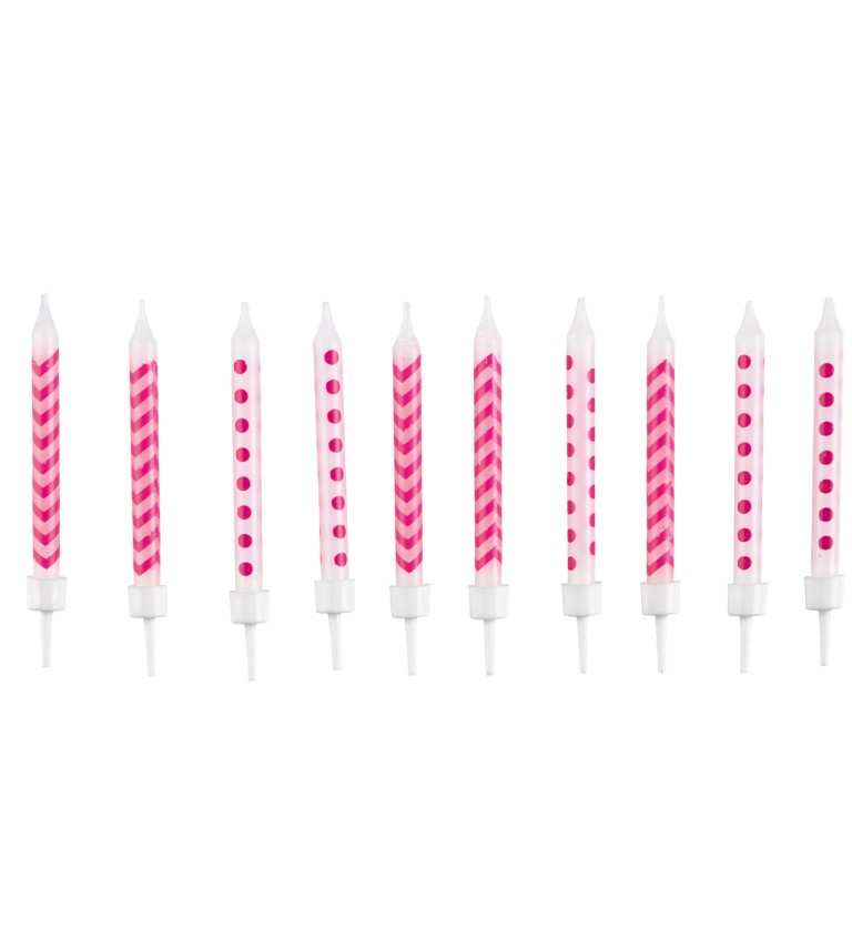 Svíčky na dort - růžové vzory