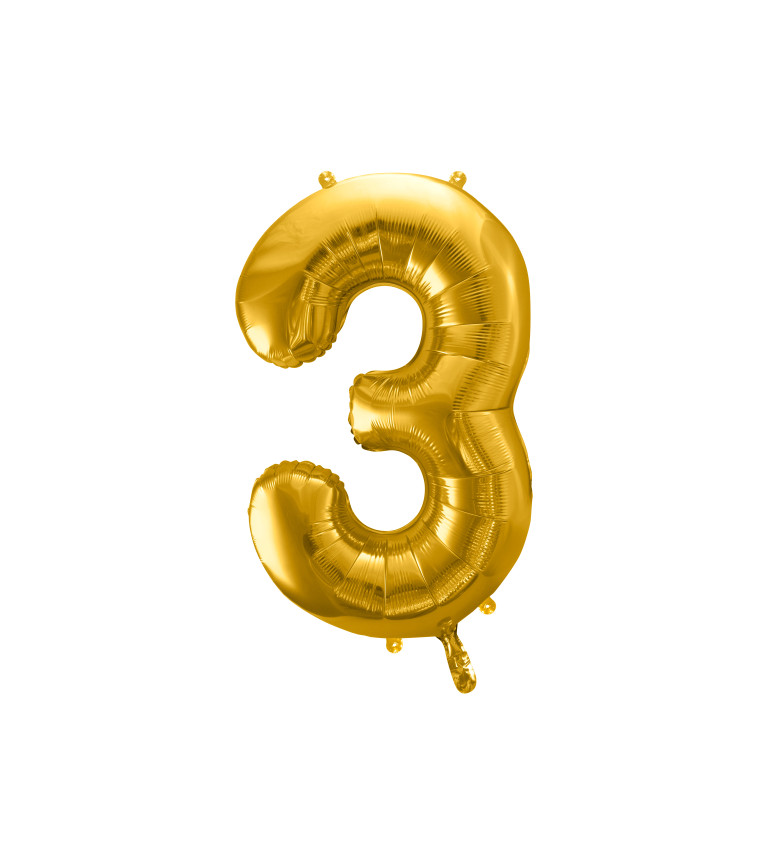 Fóliový balónek zlatý - číslo 3 (86cm)