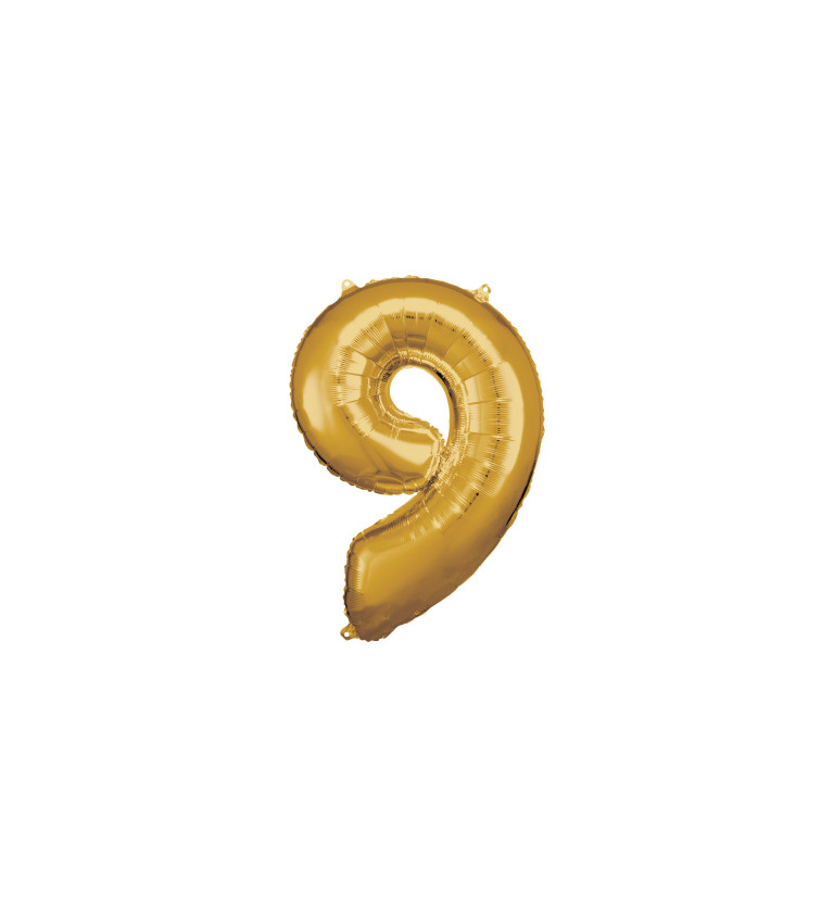 Fóliový balónek zlatý - číslo 9 (89cm)