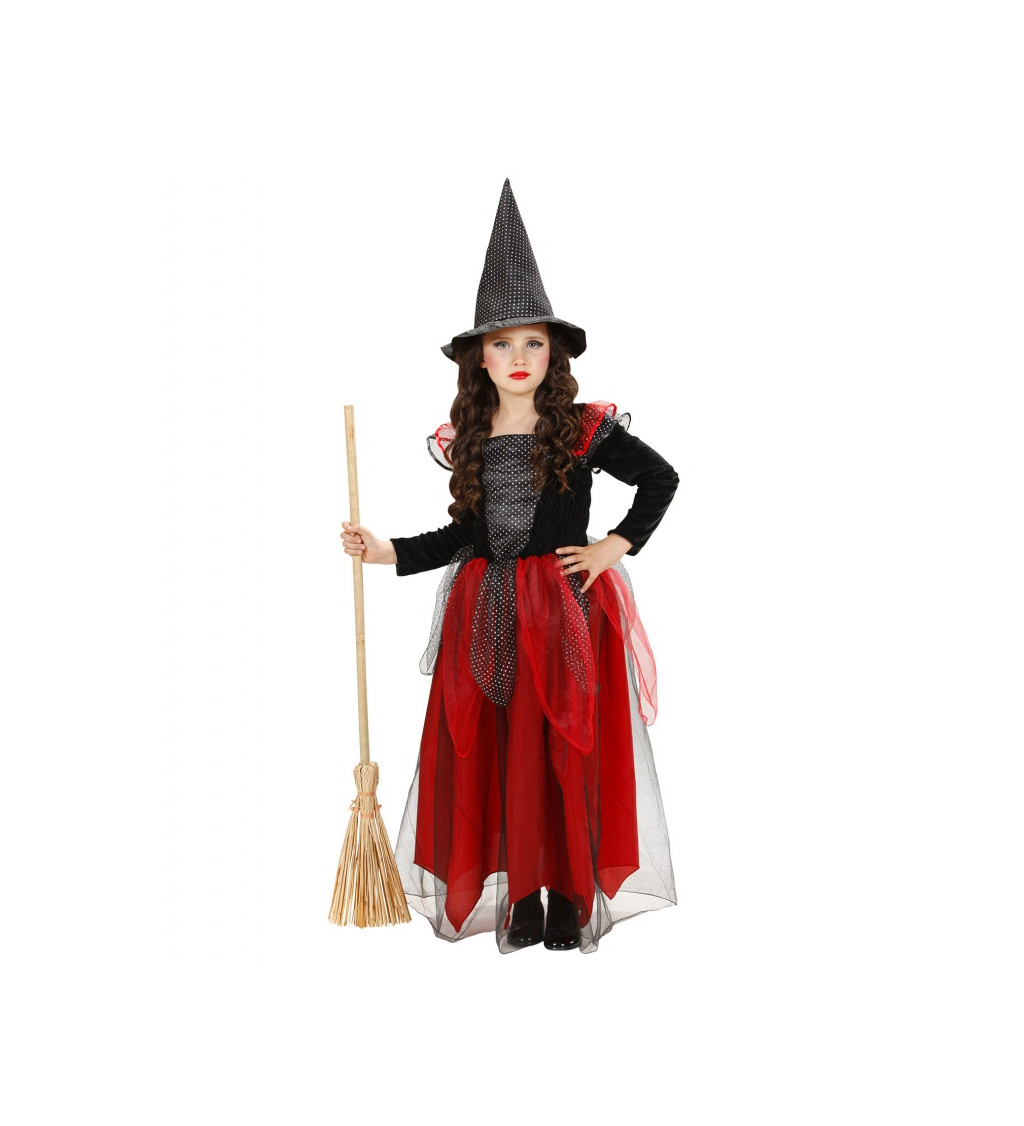 Dívčí kostým Malá čarodějnice - červená