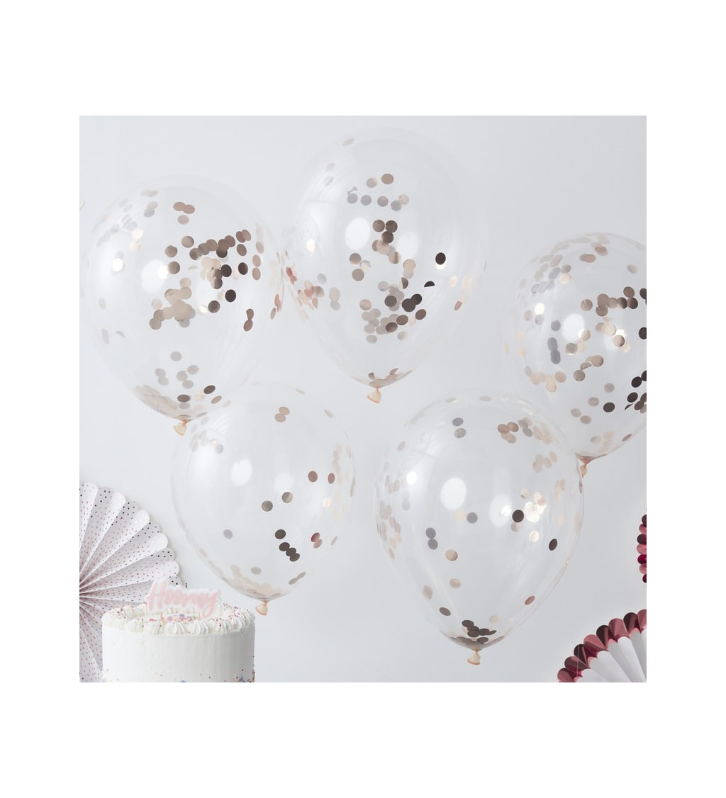 Latexové balónky - růžovo-zlaté konfety
