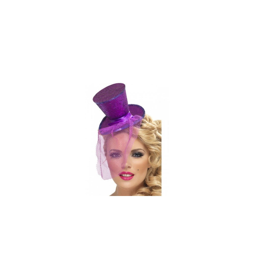 Čelenka s mini kloboučkem (fialová)