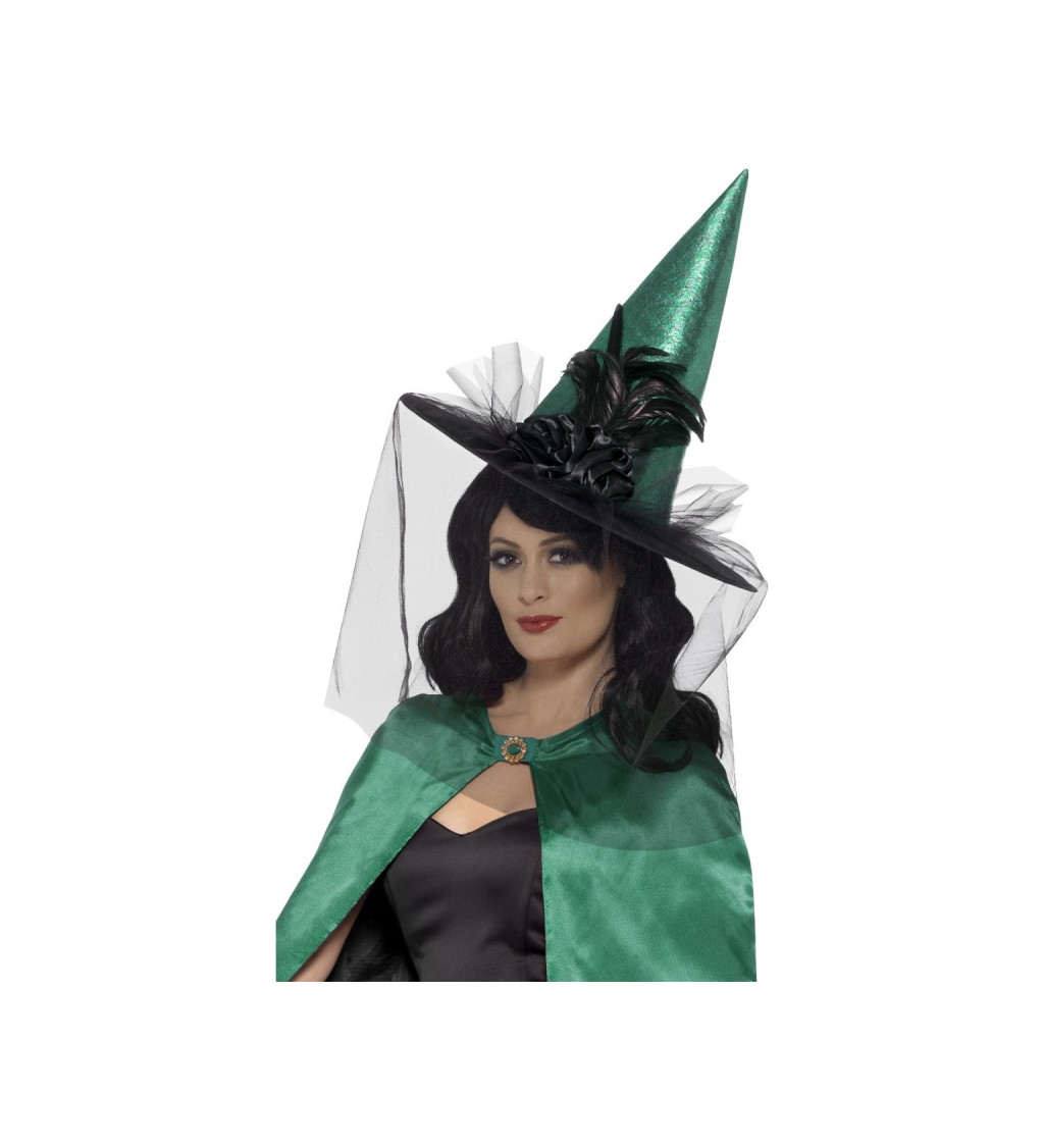 Luxusní zelený klobouk s peřím