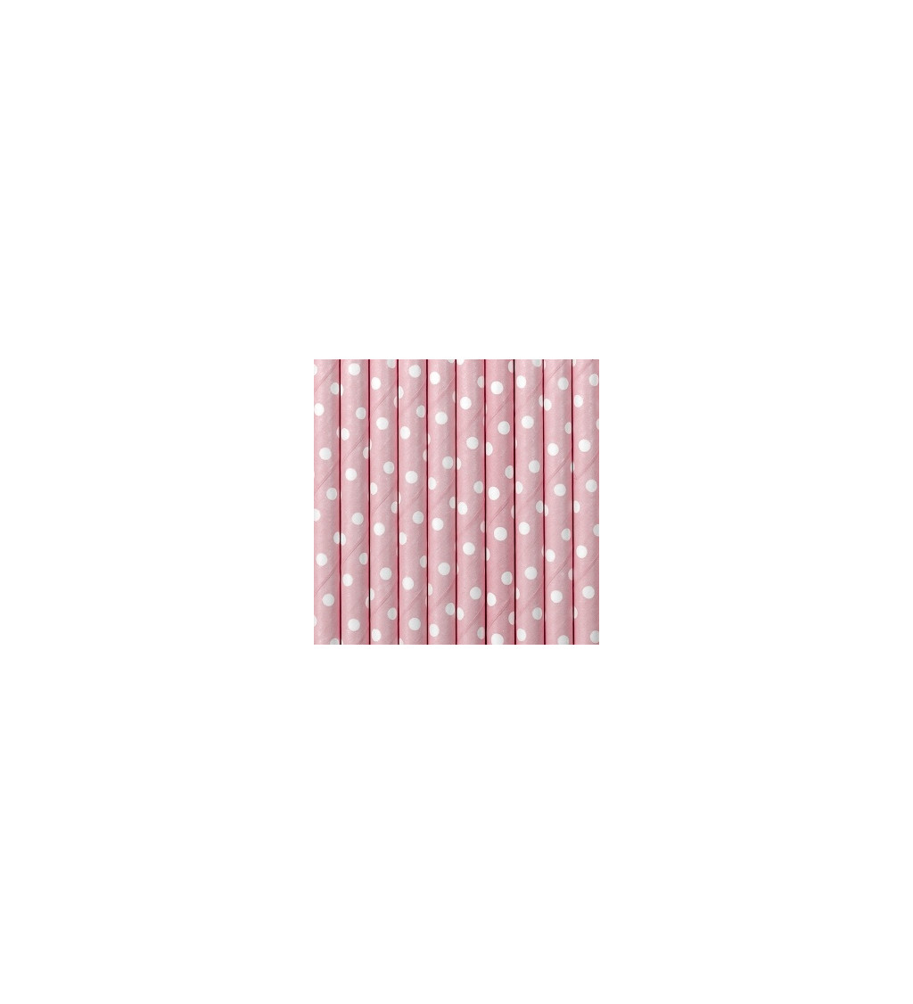 Růžová brčka (puntíky)