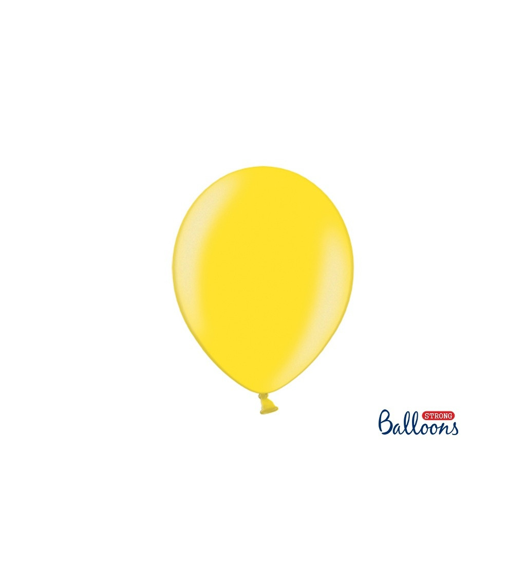 Žlutý metalický balónek - 10 ks