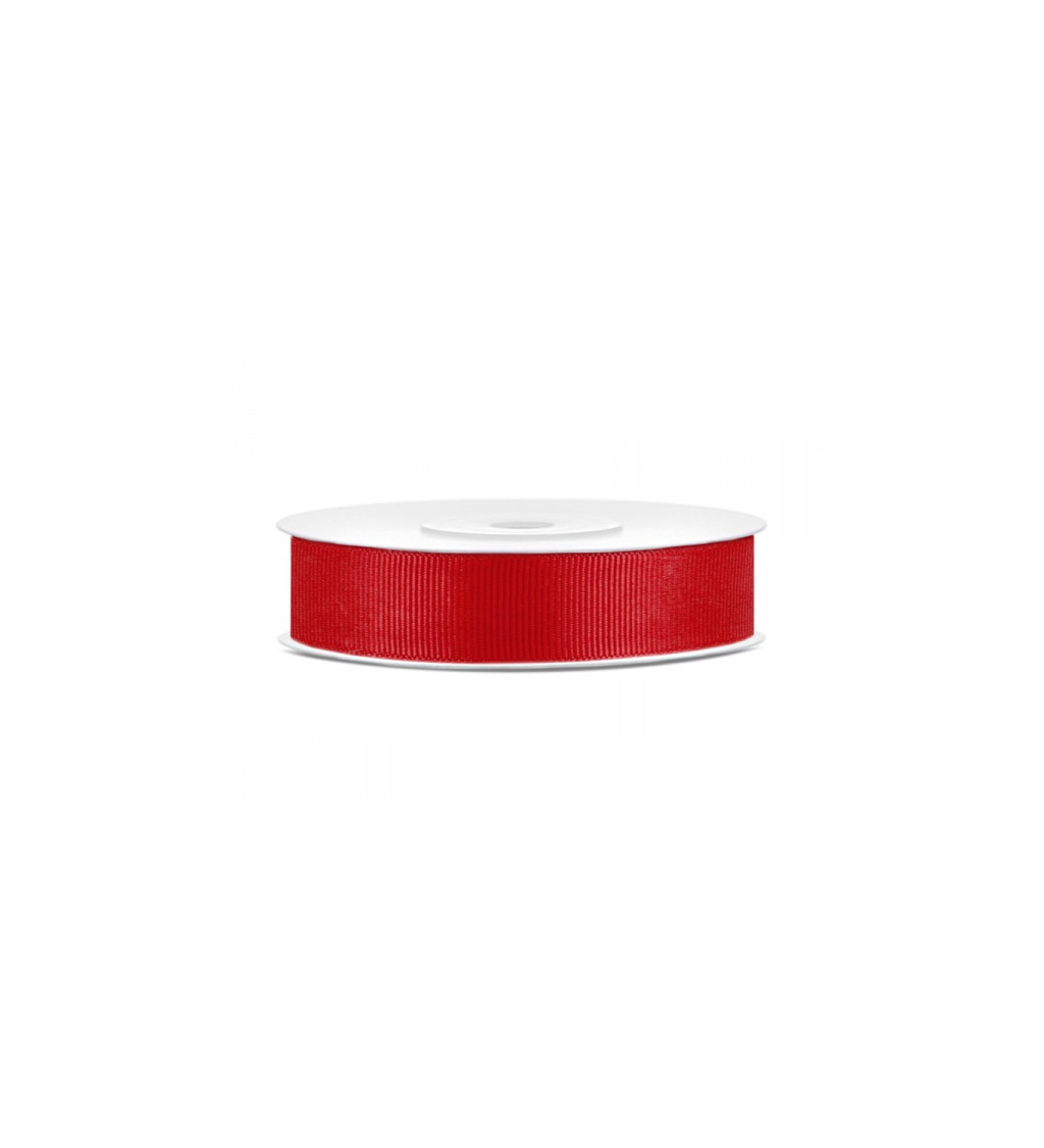 Grogrénová stuha - červená (15 mm)