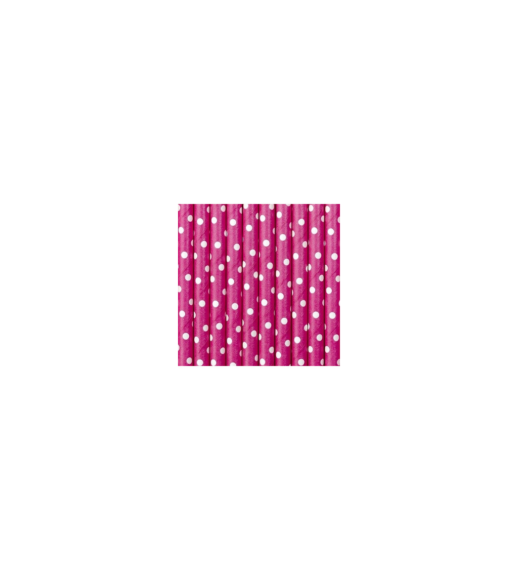 Tmavě růžová brčka (puntíky)