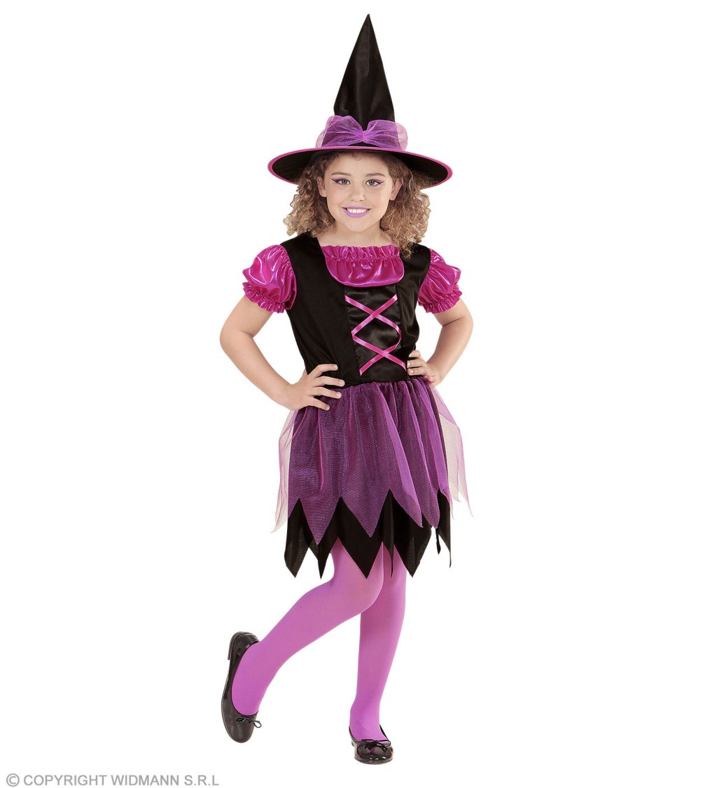 Dívčí kostým Malá čarodějnice - růžová