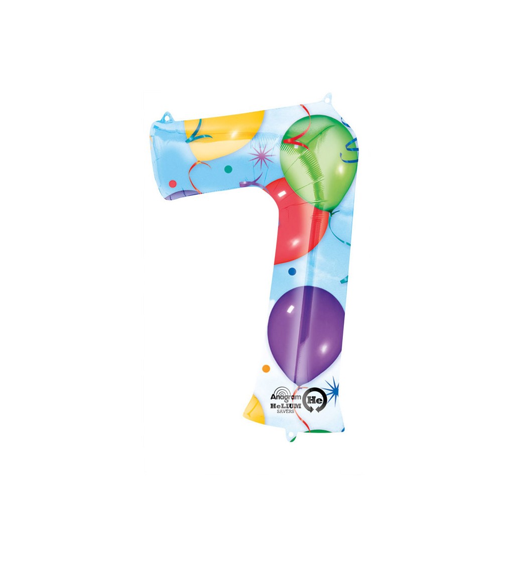 Barevný fóliový balónek - číslo 7