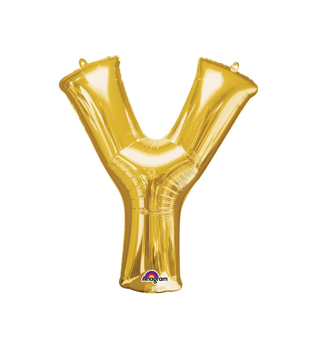 Zlatý fóliový balónek Y