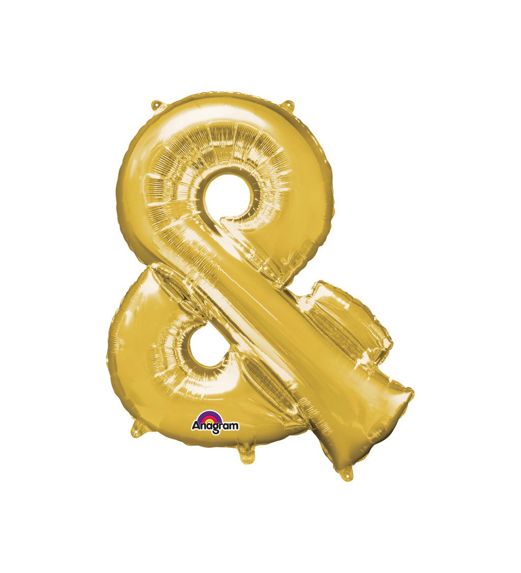 Zlatý velký fóliový balónek - znak &