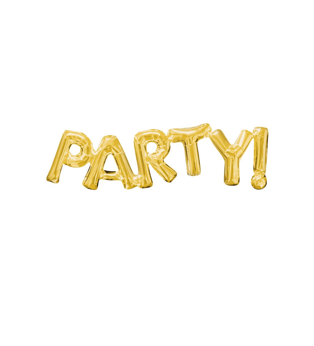 Fóliový balónek nápis Party! - zlatý