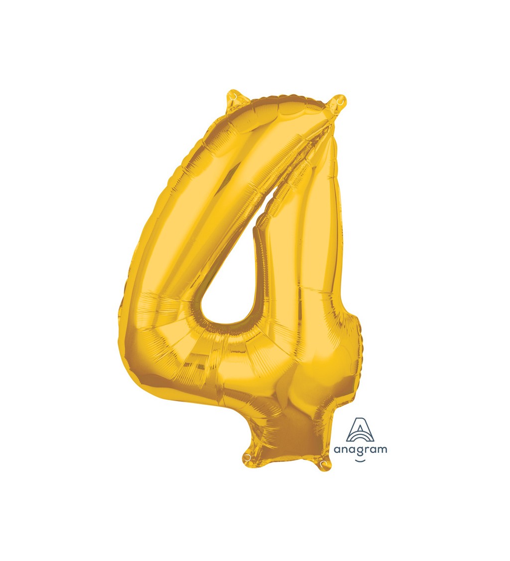 Zlatý střední fóliový balónek - číslo 4