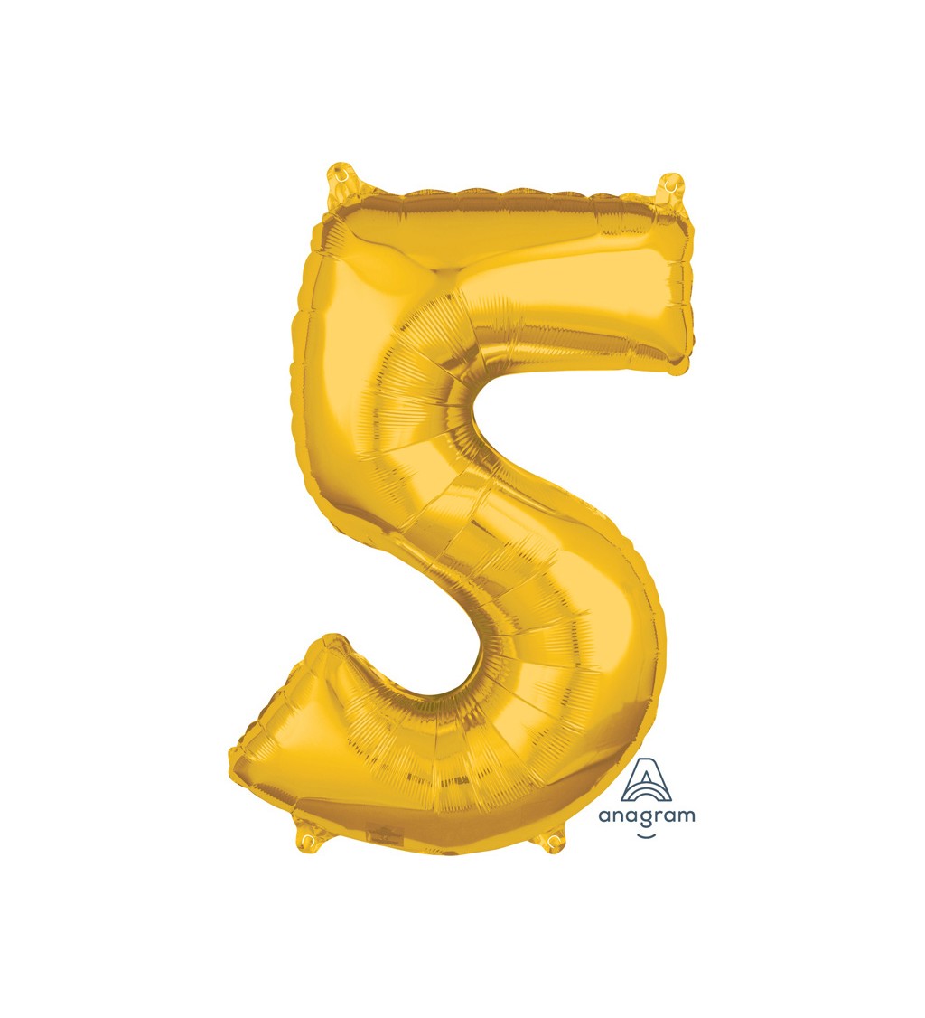 Zlatý střední fóliový balónek - číslo 5