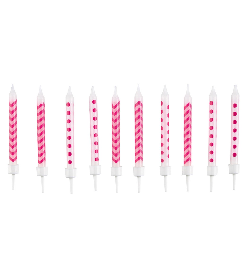 Svíčky na dort - růžové vzory