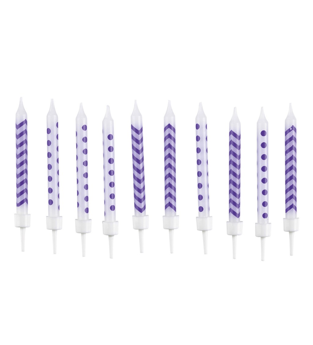 Svíčky na dort - fialové vzory