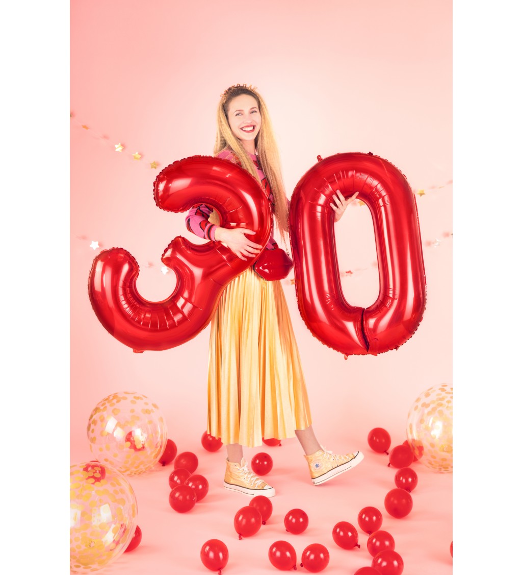 Fóliový balónek červený - číslo 1 (86cm)
