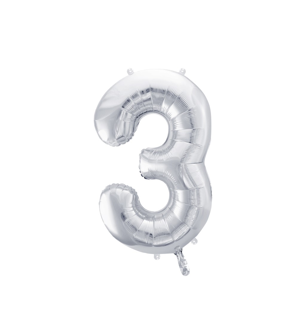 Fóliový balónek stříbrný - číslo 3
