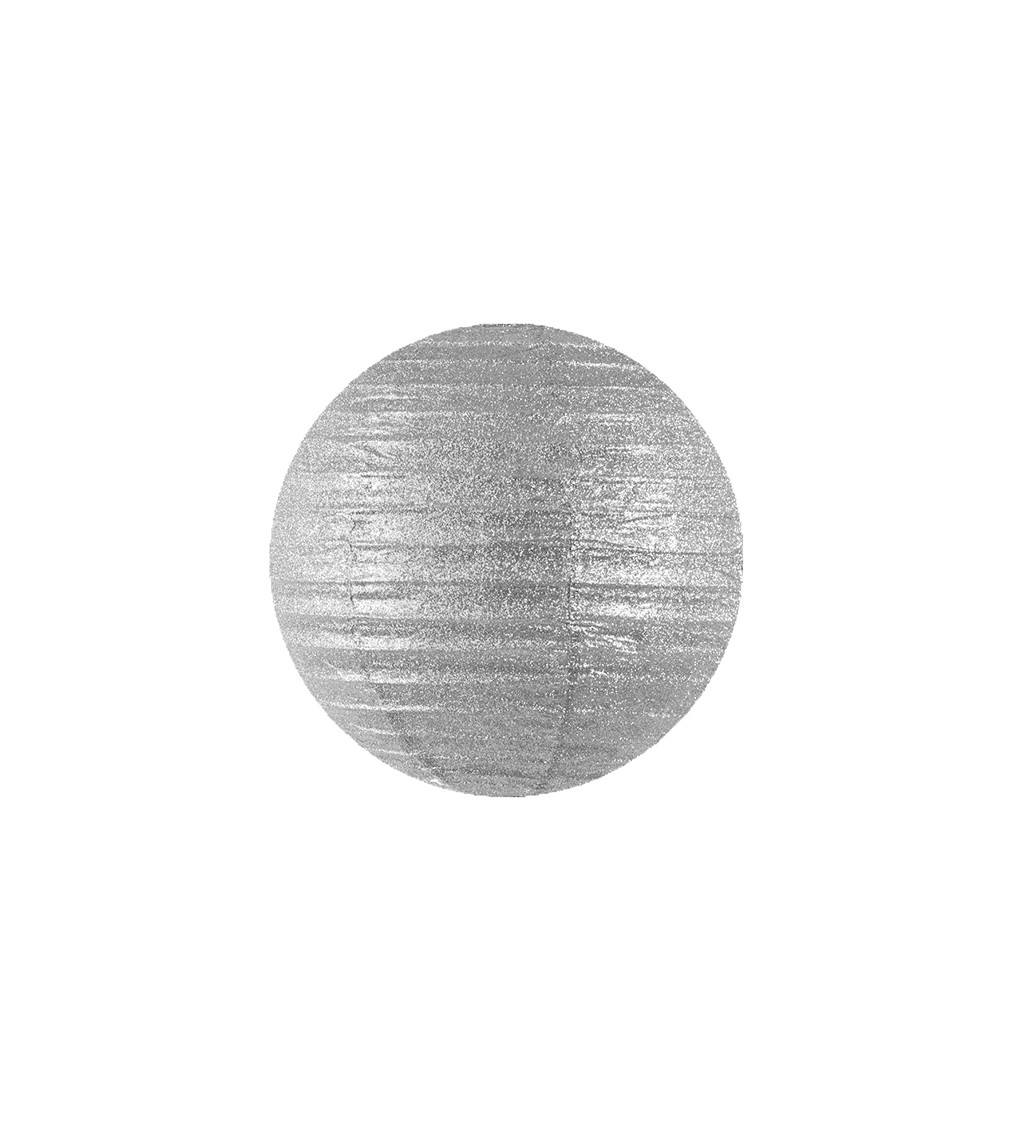 Lampión stříbrný třpytiv - větší stříbrná koule