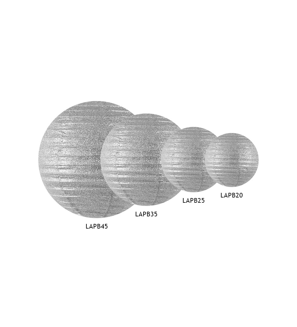 Lampión stříbrný třpytiv - větší stříbrná koule