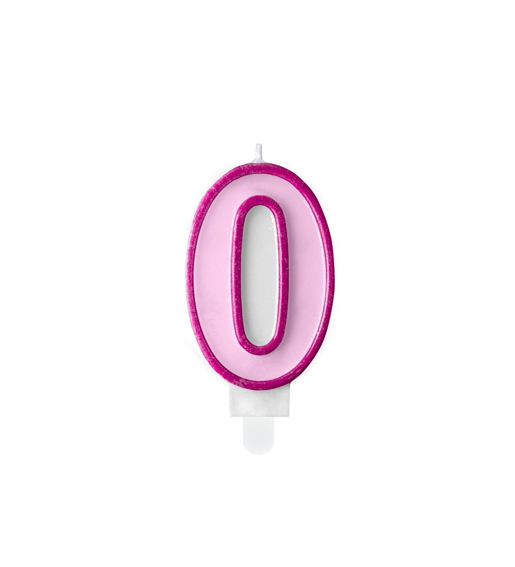 Svíčka růžová ve tvaru čísla 0