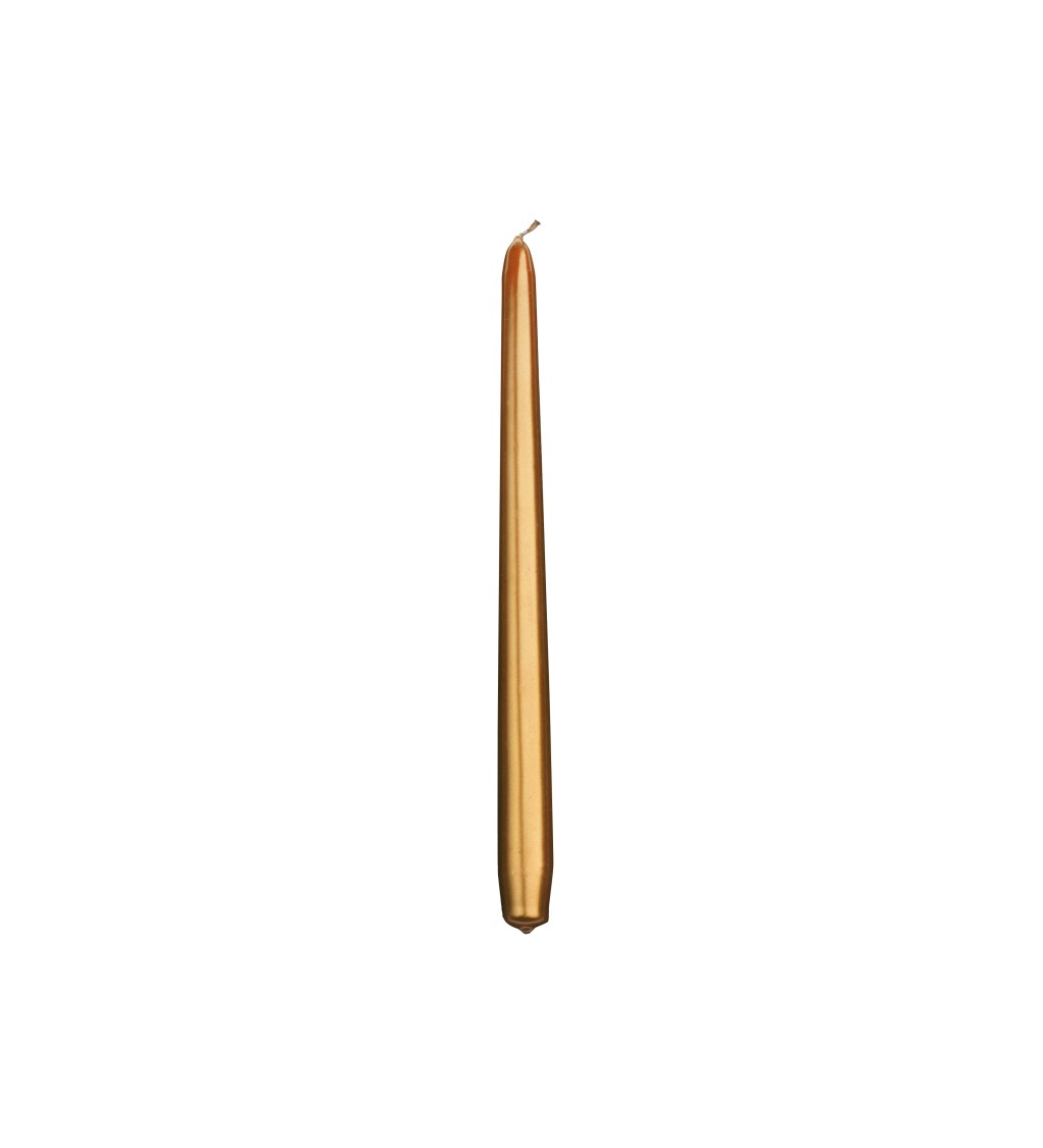 Úzká zlatá svíce - délka 29 cm