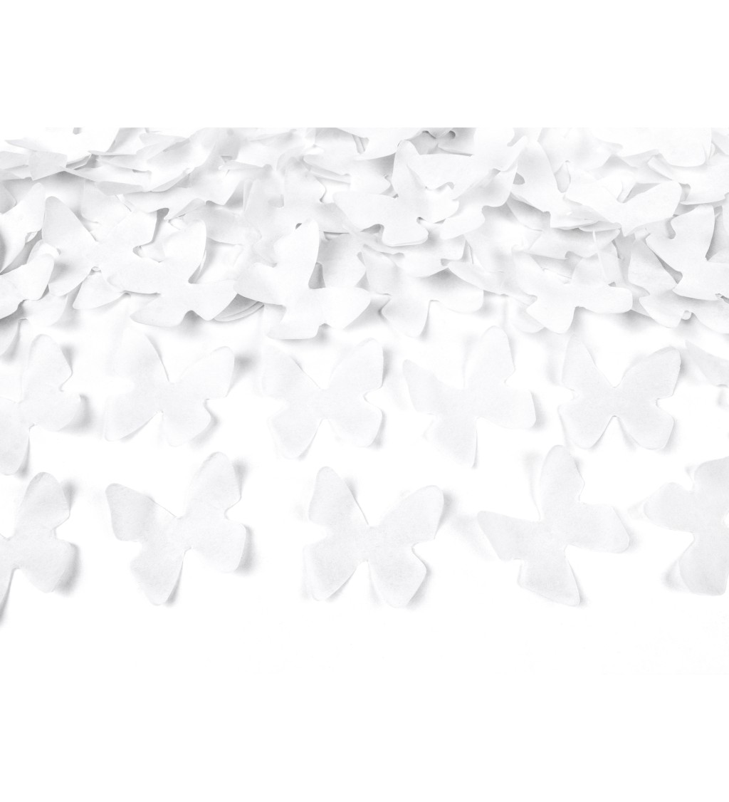 Vystřelovací konfety - bílí motýlci, 80 cm