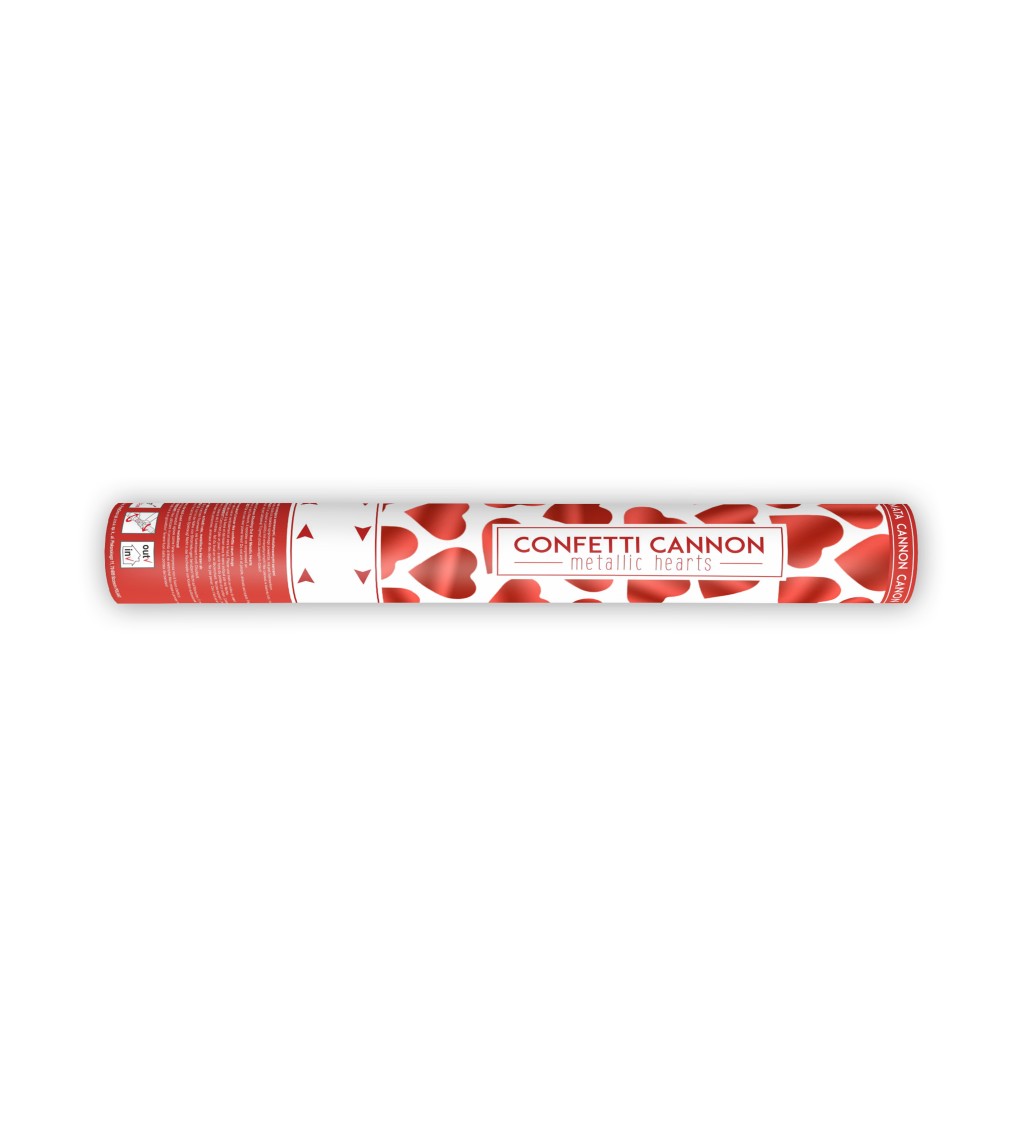 Vystřelovací konfety - červená srdíčka, 40 cm