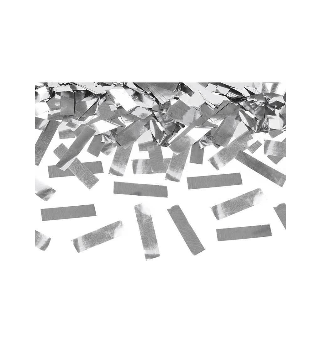 Vystřelovací konfety - stříbrné proužky, 60 cm