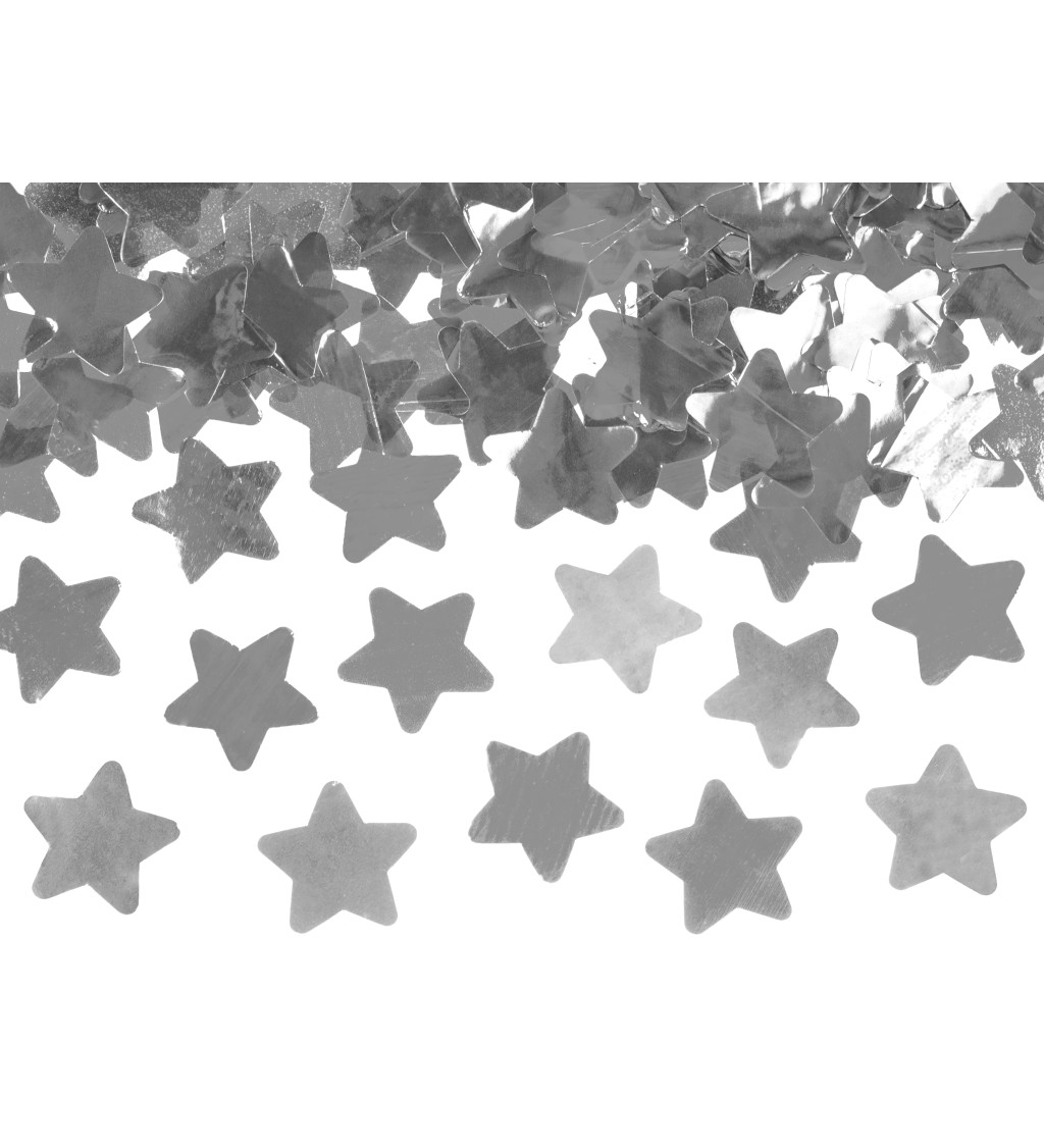 Vystřelovací konfety - silver hvězdičky, 40 cm