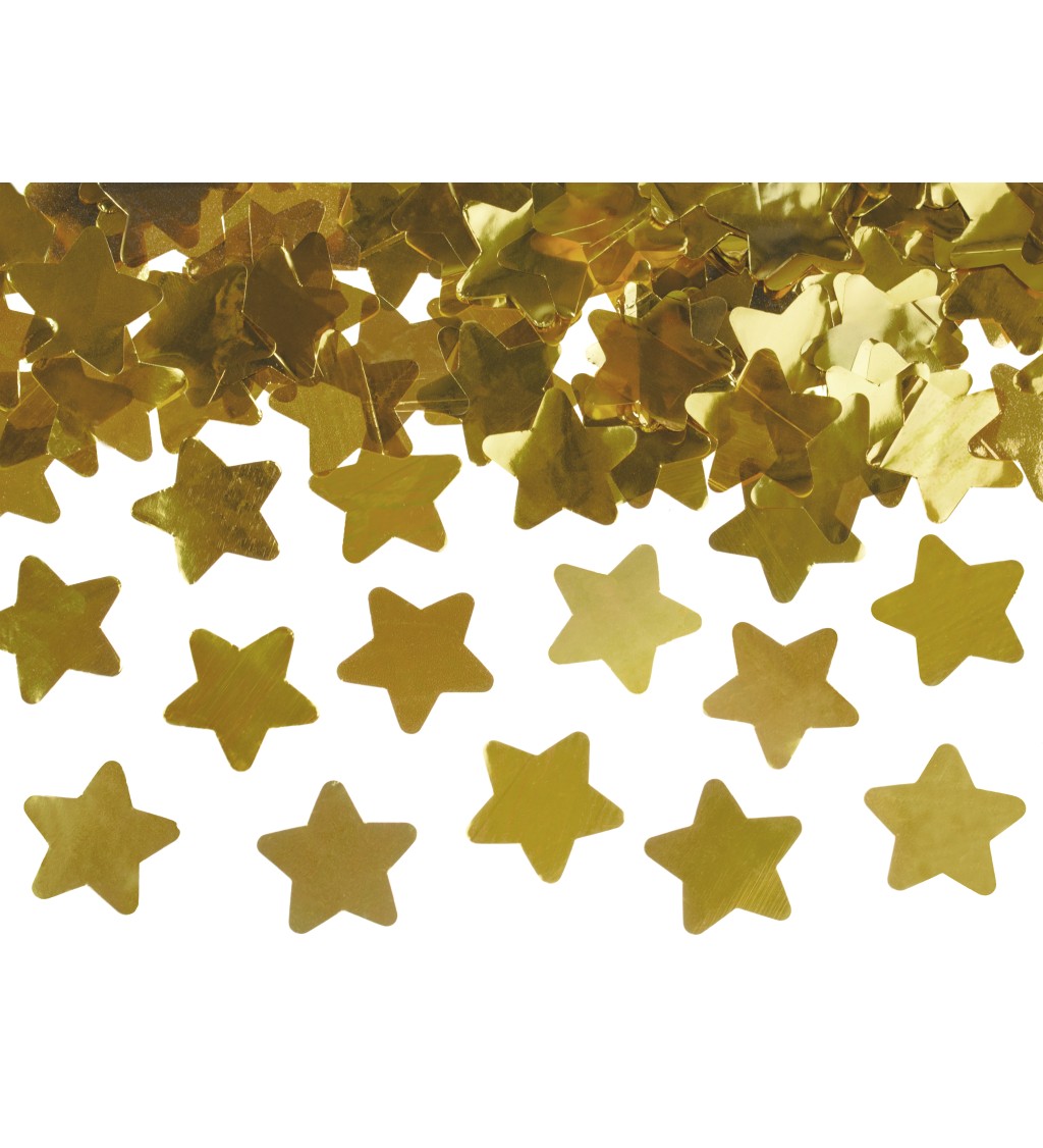 Vystřelovací konfety - zlaté hvězdy, 40 cm