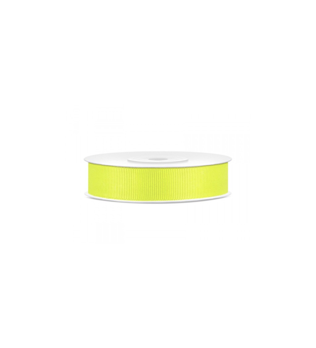 Grogrénová stuha - neonově žlutá (15 mm)