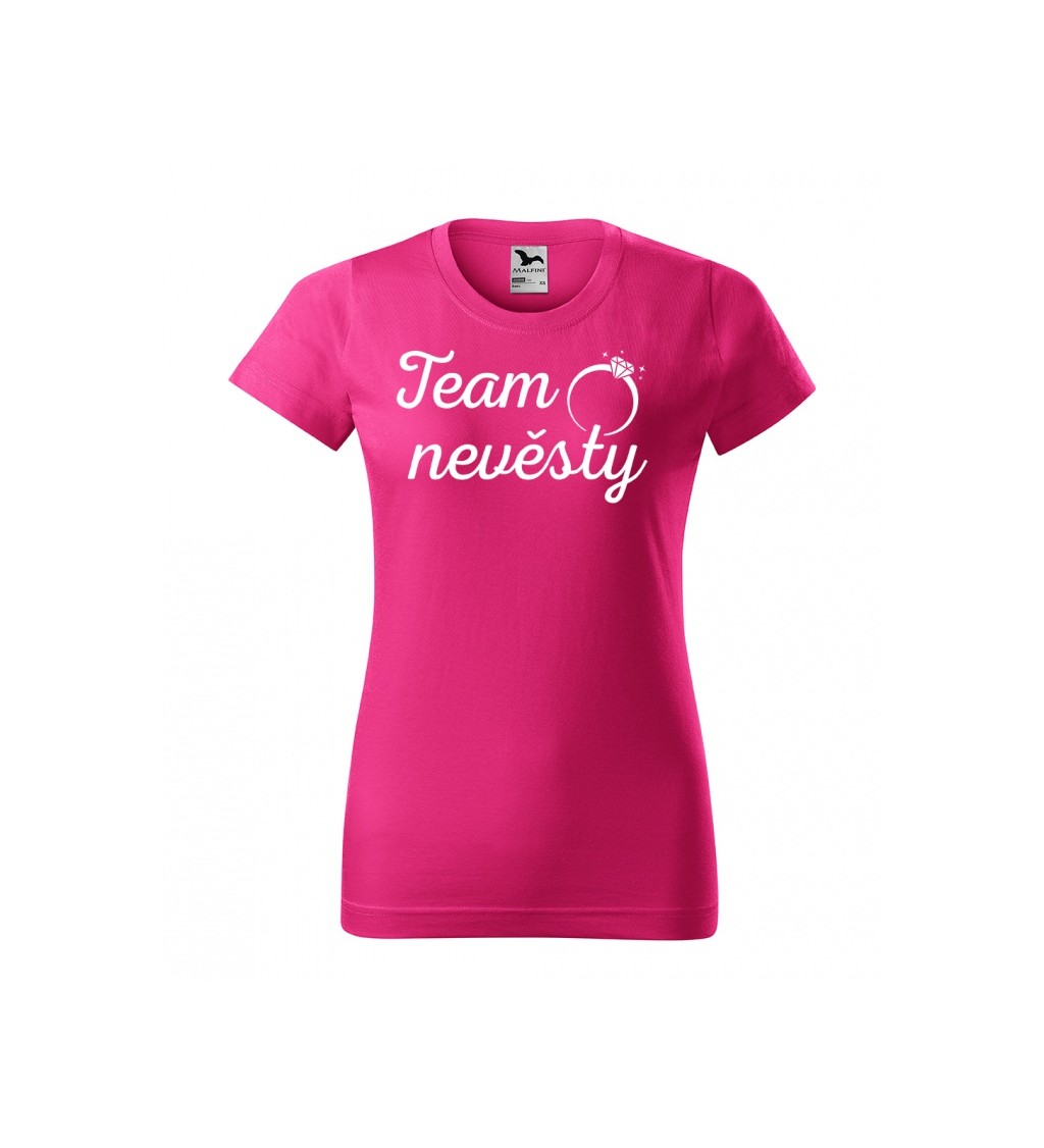 Růžové dámské triko - "Team nevěsty" (prstýnek)