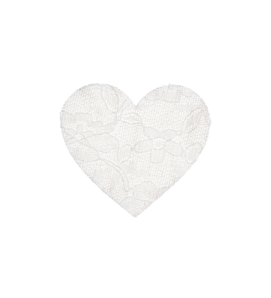 Bílá dekorace - krajková srdíčka