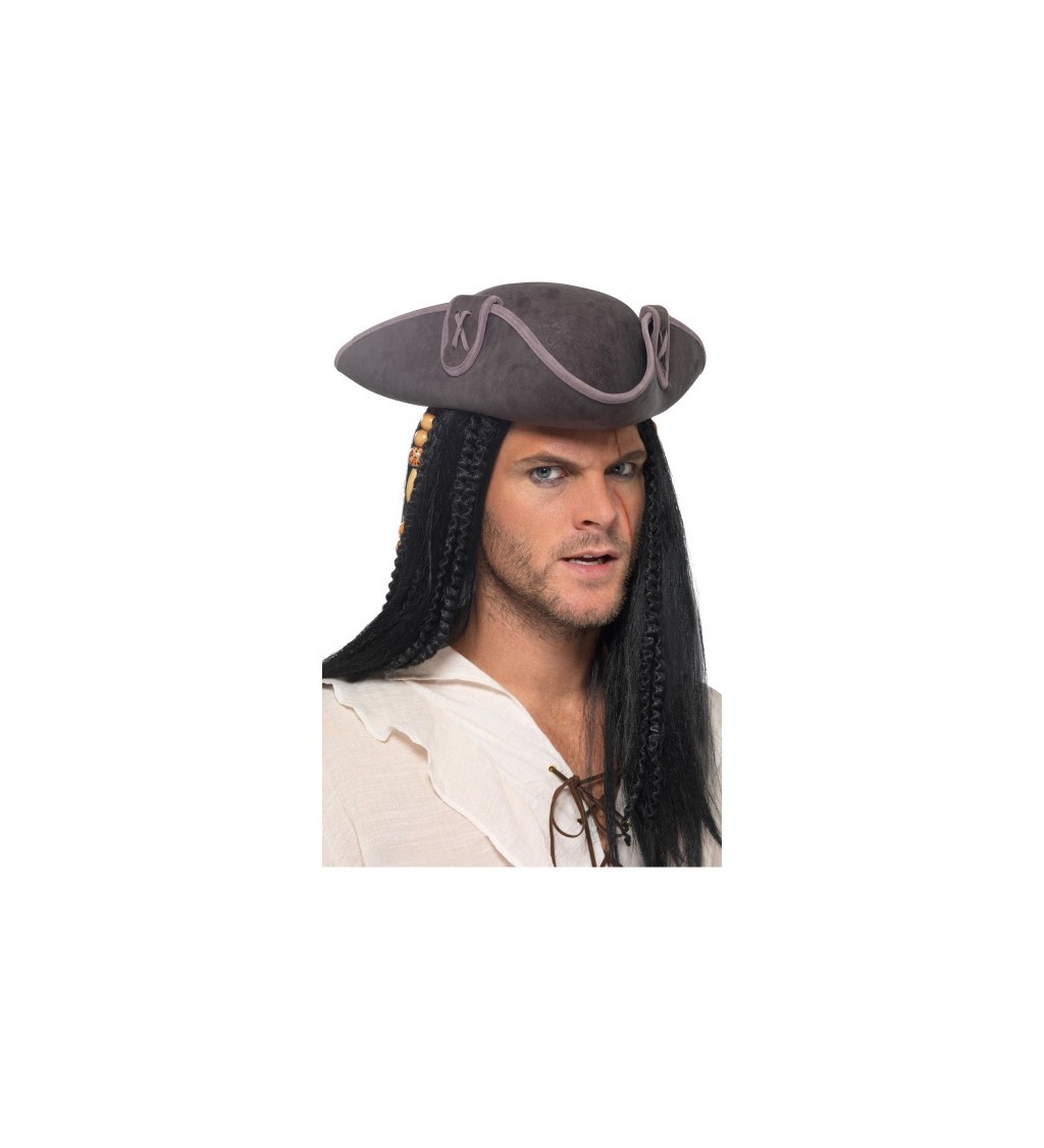 Pirátský klobouk - třírohý šedý