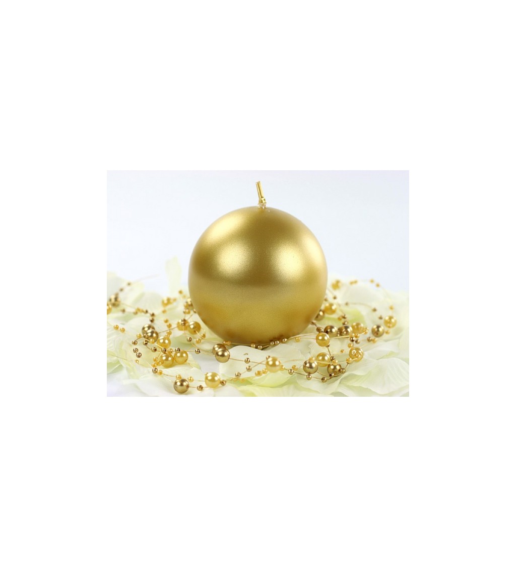 Kulatá metalická svíčka (8 cm) - zlatá