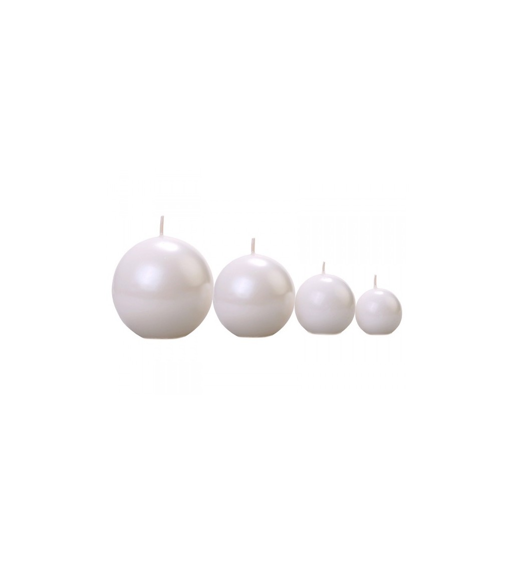 Kulatá metalická svíčka (6 cm) - perlová