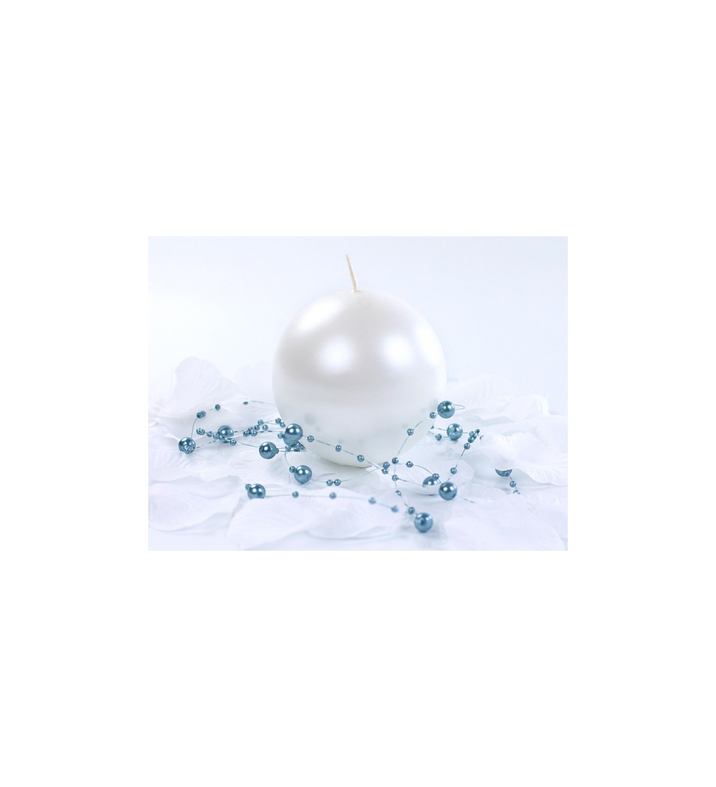 Kulatá metalická svíčka (8 cm) - perlová