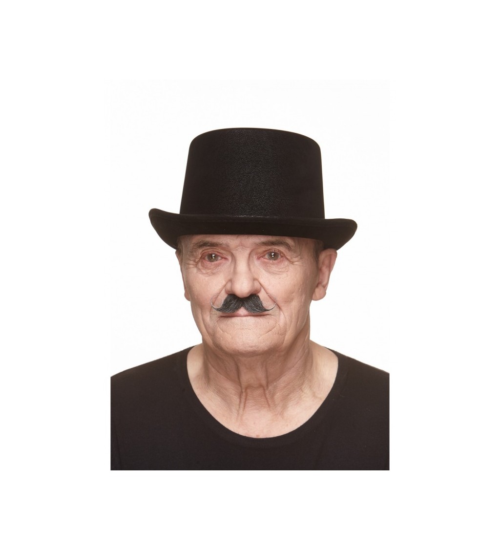 Zakroucený nalepovací knírek - šedivý