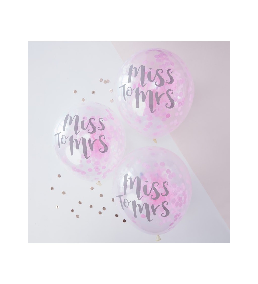 Luxusní balónky Miss to Mrs s konfetami