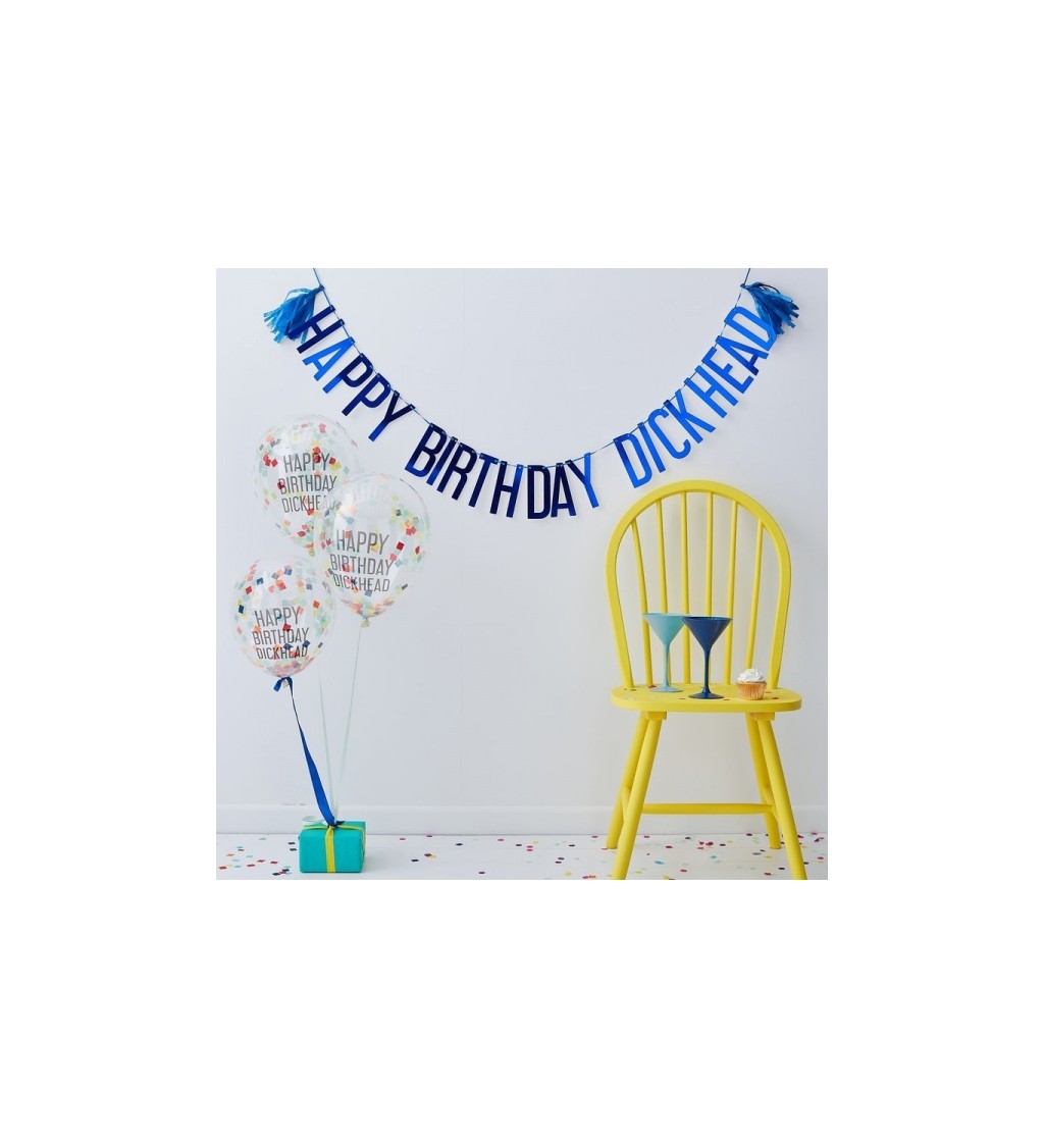 Girlanda a balónky - Happy Birthday Dickhead