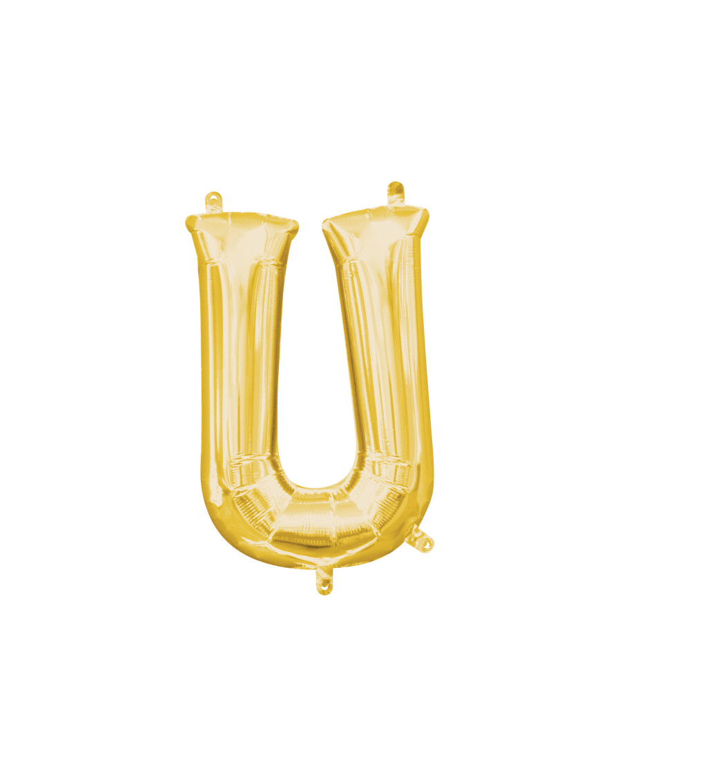 Zlatý foliový balónek ve tvaru písmene U