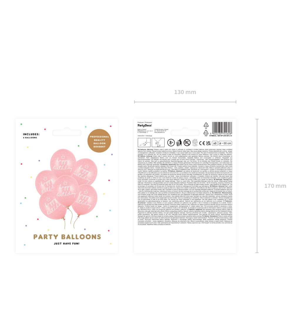 Latexový balónek růžový - happy birthday