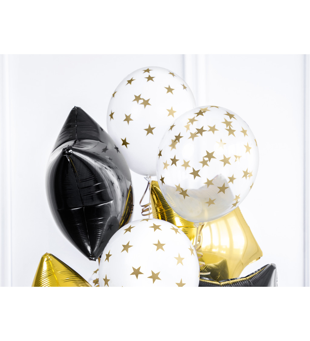 Průhledné latexové balónky se zlatými hvězdami