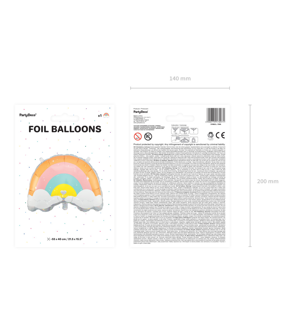 Fóliový balónek ve tvaru duhy