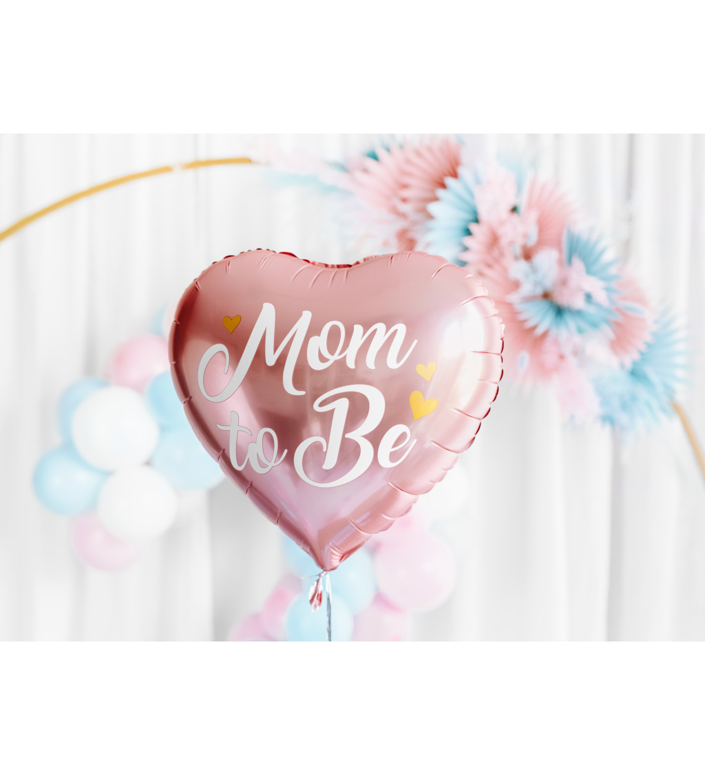 Fóliový balónek ve tvaru srdce rosegold - Mom to be