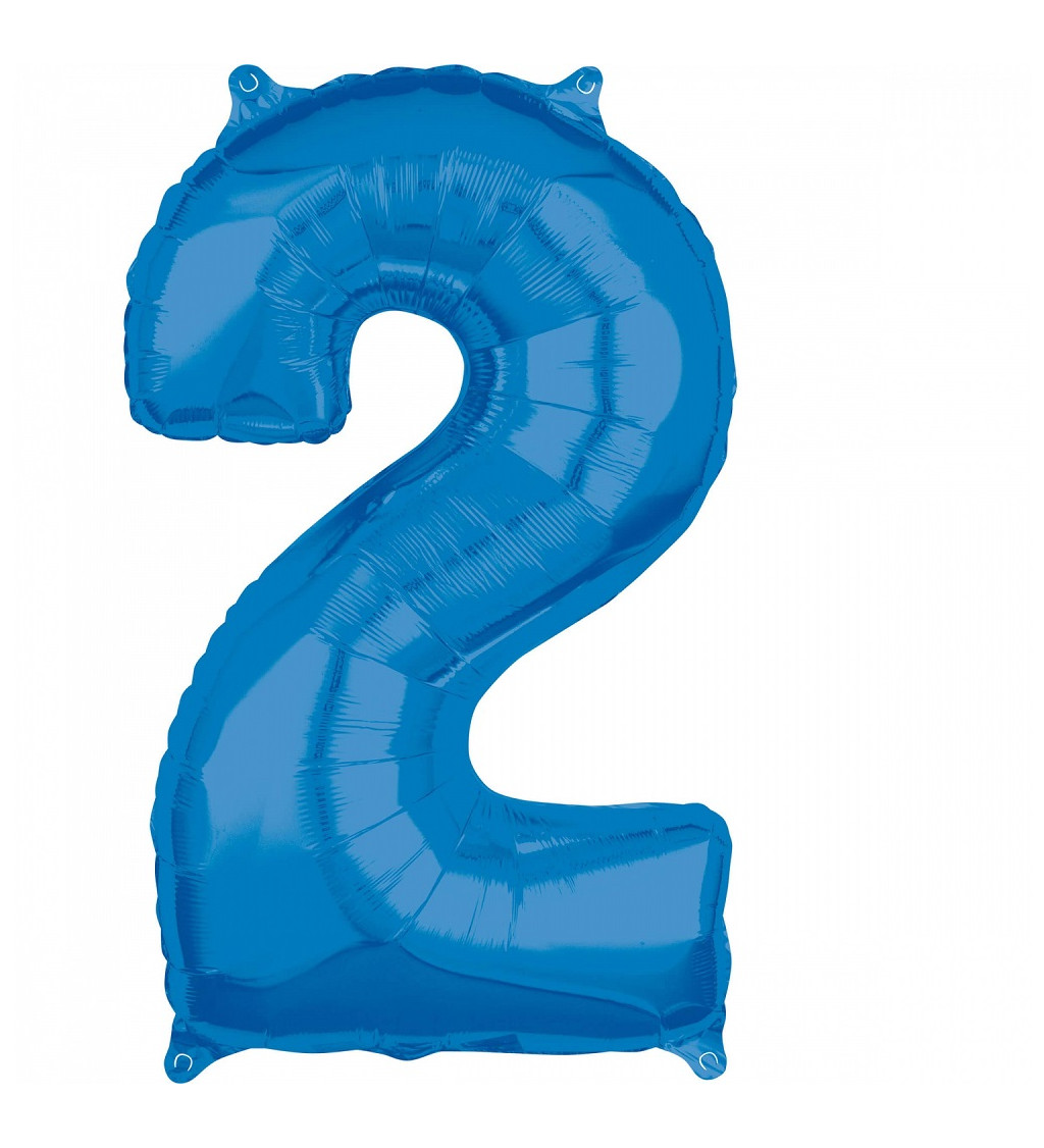 Fóliový balónek modrý - číslo 2 (66cm)