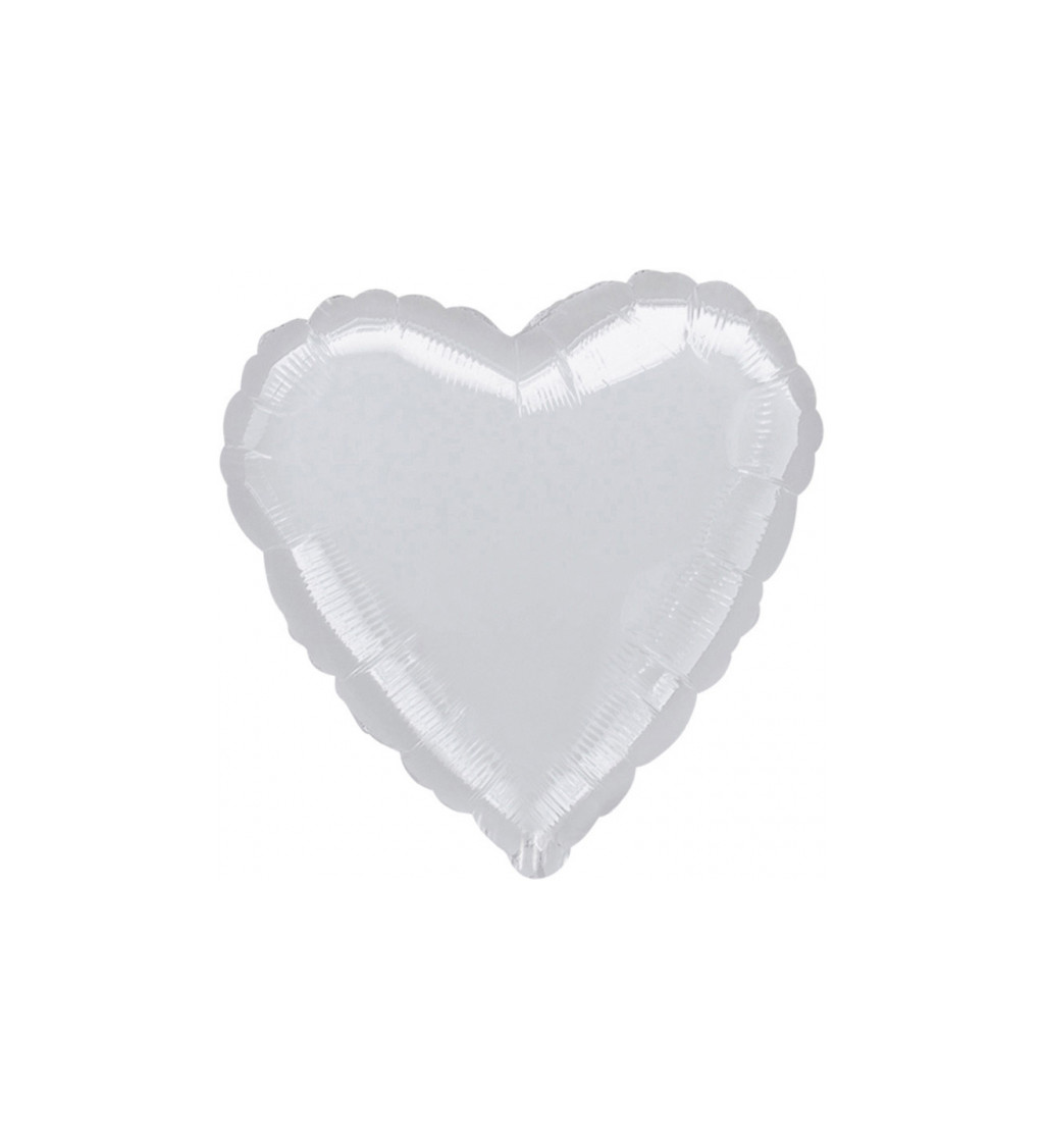 Stříbrný fóliový balónek - srdce (43cm)