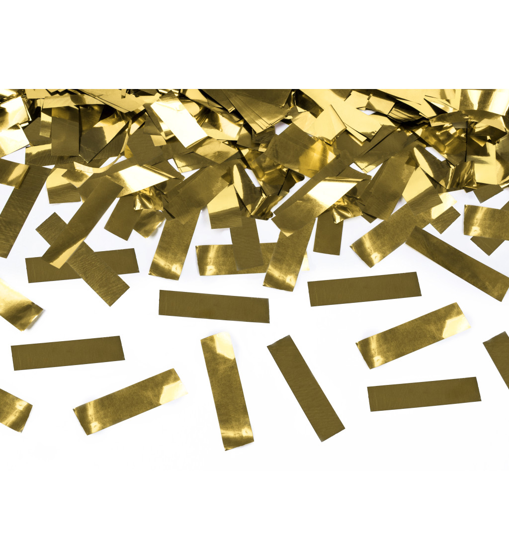 Vystřelovací konfety - zlaté proužky, 60 cm